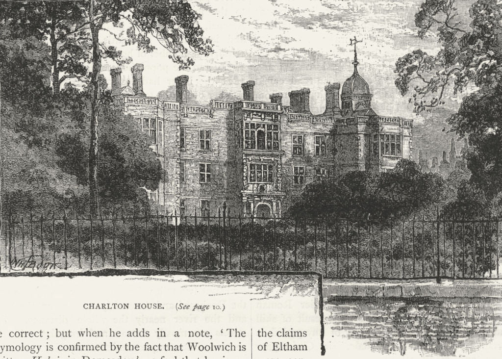 WOOLWICH. Charlton House 1888 old antique vintage print picture